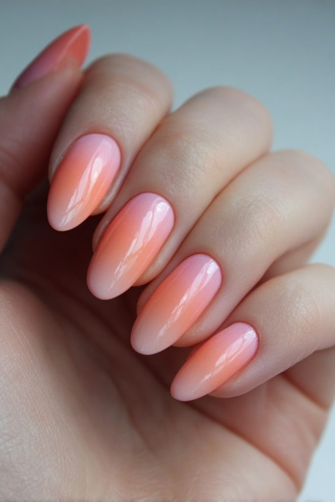 Peach Coral Ombré Nails