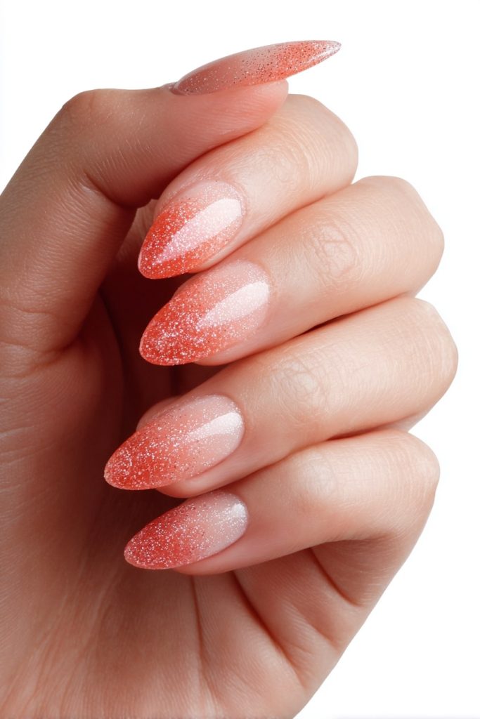 Peach Coral Glitter Fade
