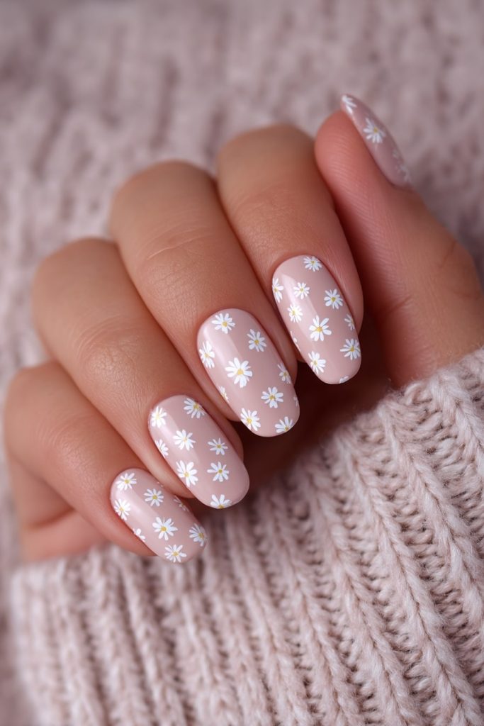 Elegant White Daisies on a Nude Canvas