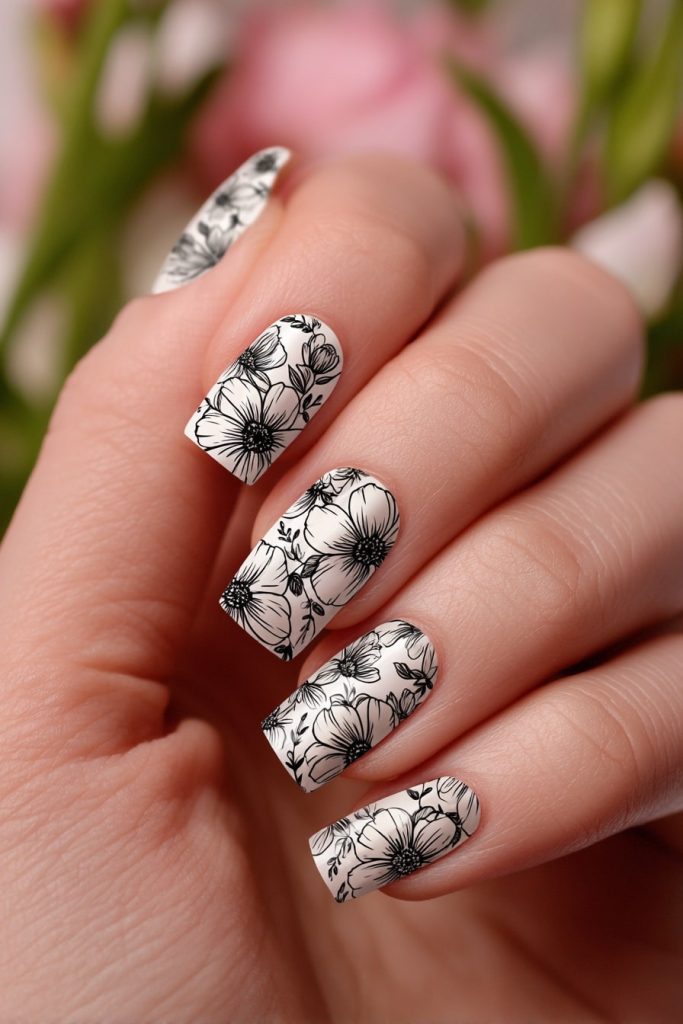 Minimalist Wildflower Outline Art