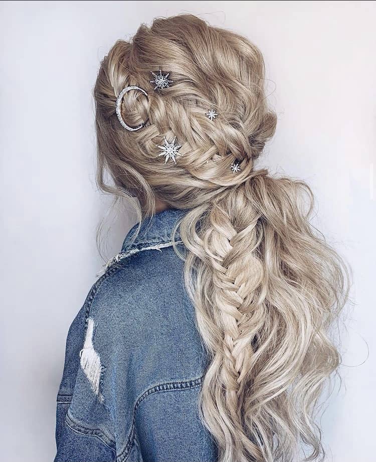 Braided low ponytail