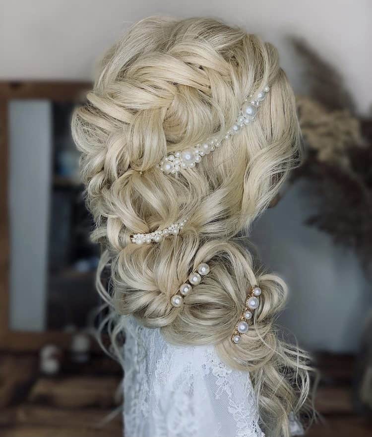 Braids adorned with pearls