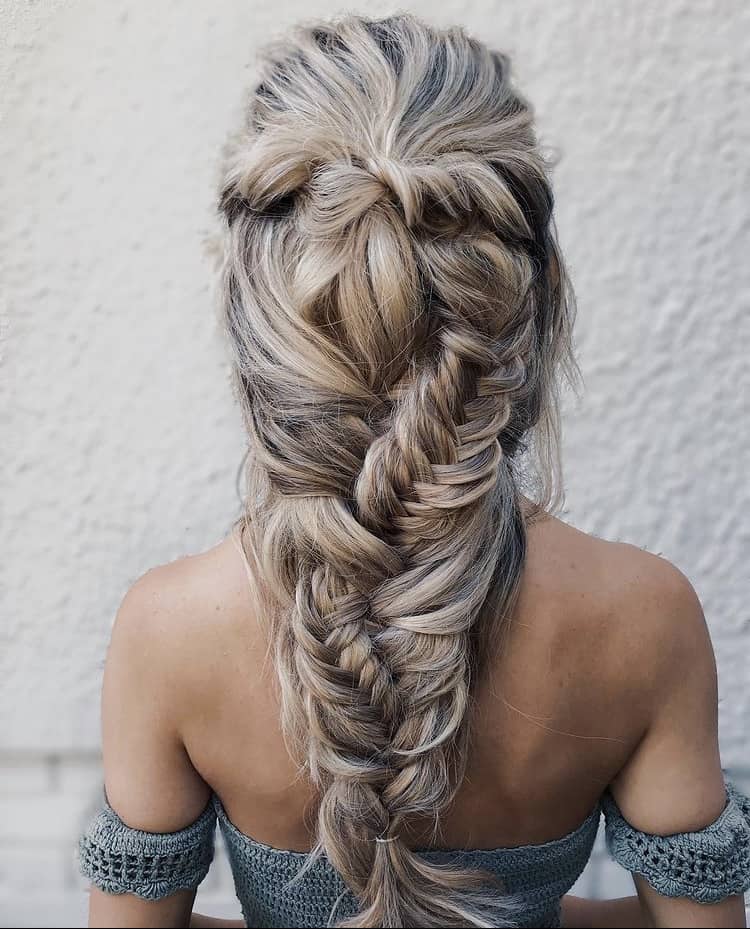 Bohemian messy fishtail braids