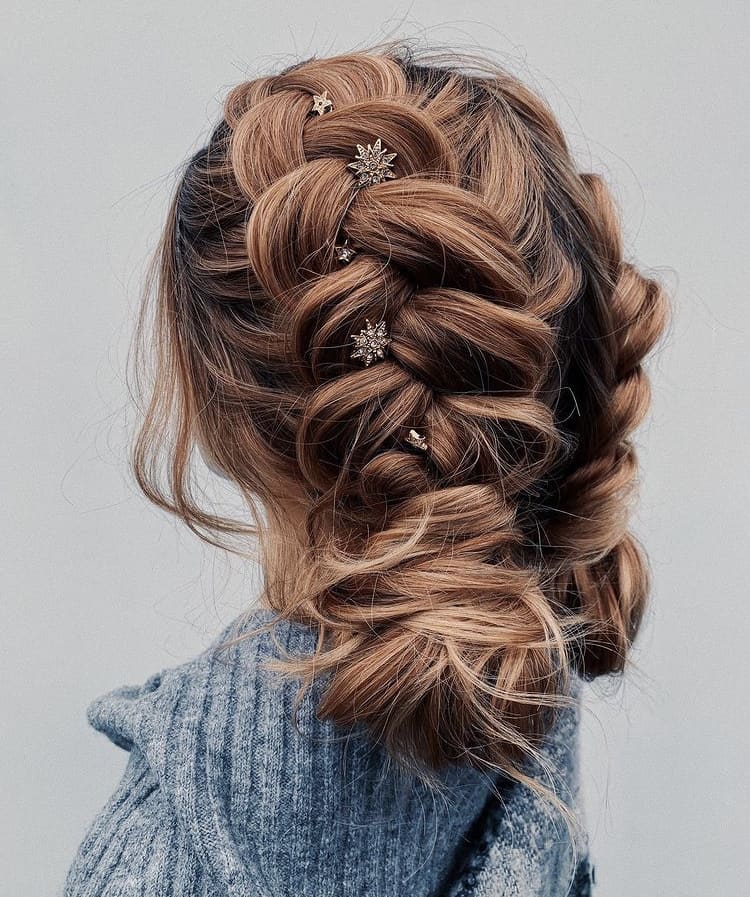 Braids into a messy bun