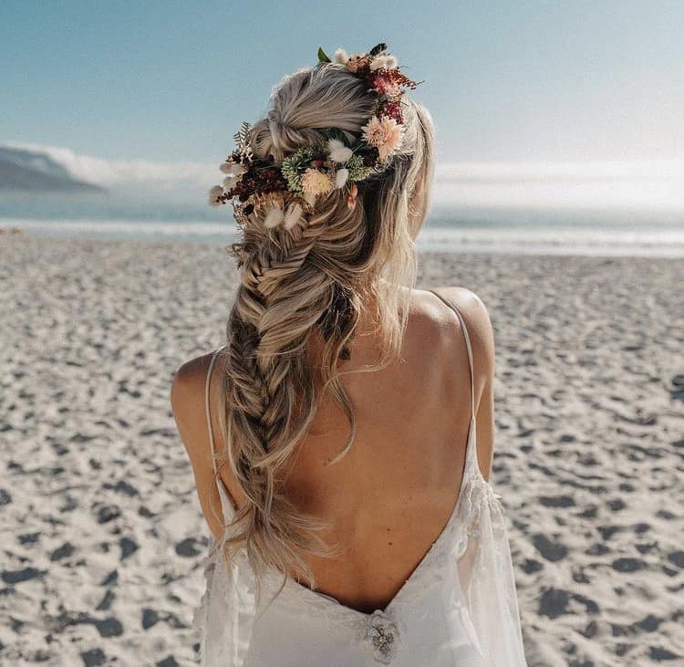Bohemian braids with flowers