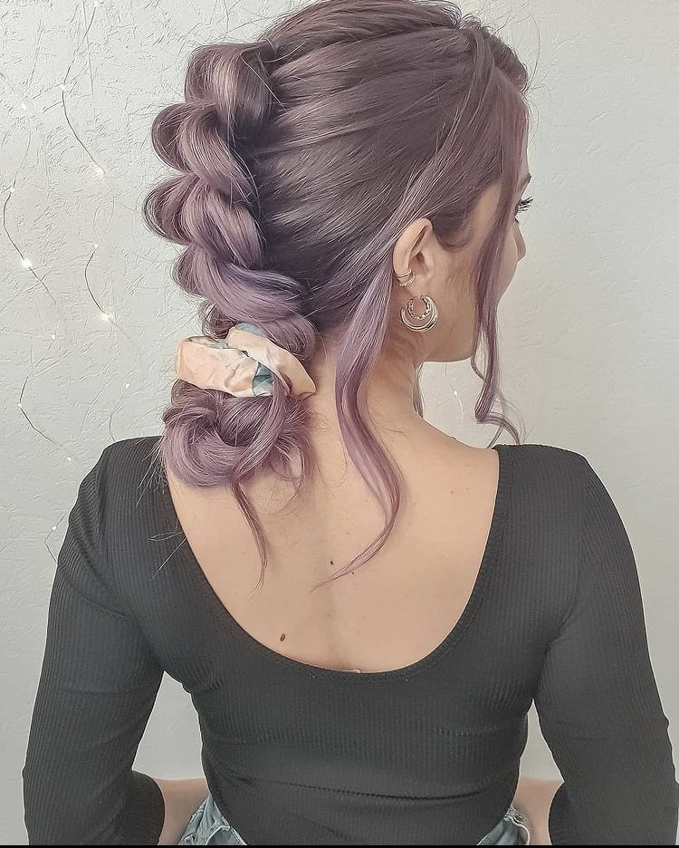Messy pull-through updo